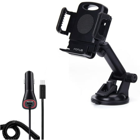 Lg Google Nexus 5 D820 Power Type-C Quick Charger w Windshield Dash Car Mount Q2X for LG Google Nexus 5X, G8 ThinQ, G7 ThinQ, Stylo 5 4 Plus - Microsoft Lumia 950 - Motorola One, Moto Z4 Z3 Play Z2 Play Z Play Droid ()
