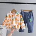 thumbnail image 3 of Esaierr Kids Baby 2PCS Fall Winter Clothes Toddler Casual Alphabet Cartoon Lapel Sweatshirt Top and Pants Trousers Infant 2Pcs Spring Fall Outfits for 5M-5Y, 3 of 7