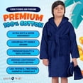 thumbnail image 5 of ALLEN & MATE 100% COTTON Hooded Kids Bathrobe – 380 GSM, Safety Certified, Soft Lightweight & Absorbent Robe for Boys & Girls, 5 of 8