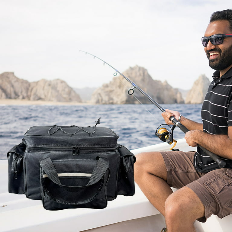 CHAMAIR Fishing Bag Large Capacity Fishing Tackle Storage Bag for Outdoor  Sports (Black) 