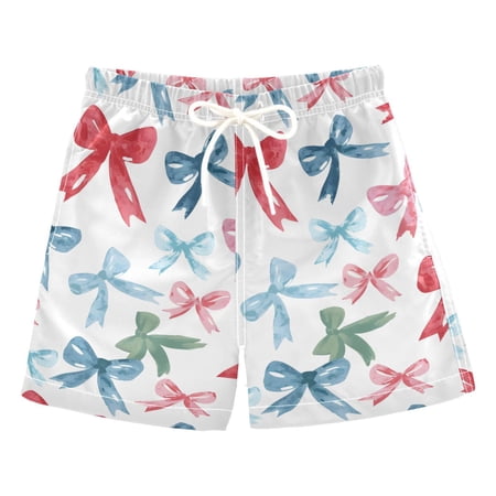 joogoo Boy Swim Trunks Watercolor Bows Bathing Beach Board Shorts M