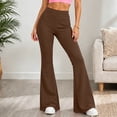 thumbnail image 5 of Ovbmpzd Flare Yoga Pants for Women Petite Tummy Control Brown Leggings Casual Mid Waist Long Leggings,XL, 5 of 6