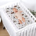 thumbnail image 4 of Watercolor Cows Boho Floral Changing Pad Cover for Baby Girl Boy Highland Cow Wildflowers Leaves Diaper Change Table Sheets Soft Stretchy Fitted Changing Pad Mat Sheets 32"x16", 4 of 6