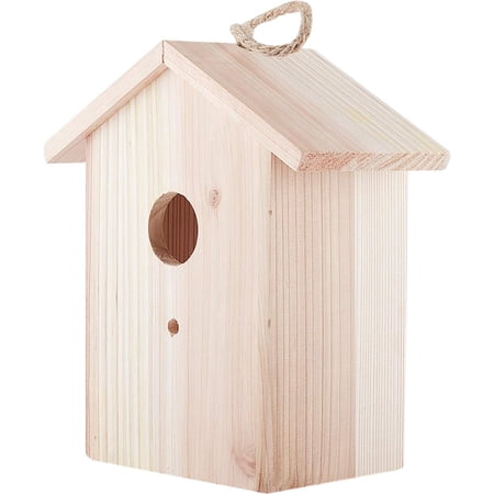 Wooden Bird House for Outdoor Hanging Birds Outside Garden House Wooden Outside Hanging Bird House for Small Bird Parrots Parakeets Cockatiels Lovebirds Canaries Beige