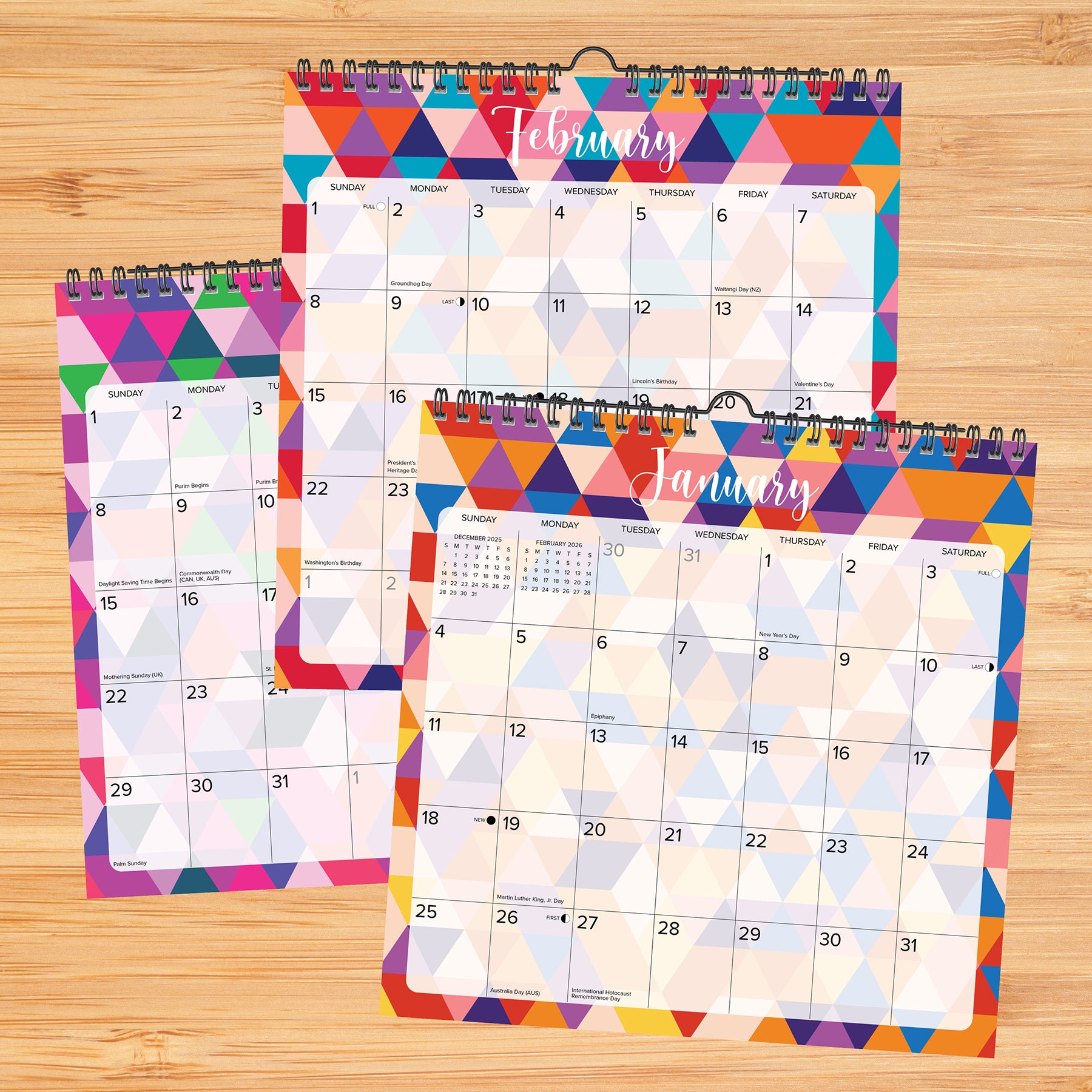 Geometric 2026 12 X 12 Spiral Wall Calendar, (Hardcover)