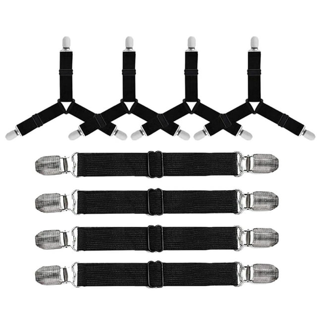 Clips Para Sábanas, Paquete De 8, Correas Triangulares Y Rectas Para Sábanas, Sujetadores, Tirantes Para Esquinas De Colchones, Soportes Con Pinzas.