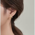 thumbnail image 3 of Solid 925 Sterling Silver CZ Cuff Piercing Stud Earrings Wraps for Women Teens X Criss Cross Cuff Earrings Huggie Hoops, 3 of 13