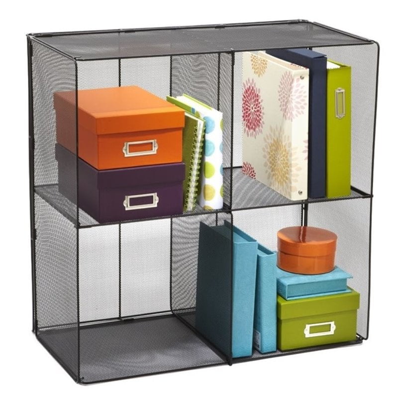 Safco Onyx 4 Cubby Mesh Desktop Organizer In Black