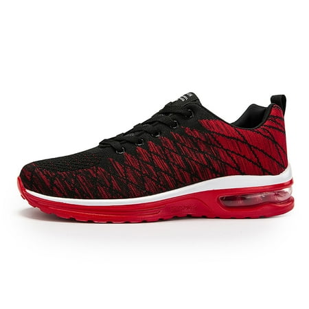 

sports shoes for men soft ventilation outdoors durable lace up diamond pattern non-slip air cushion shock absorption Rubber sole man youth big boy comfortable lining jogging shoes