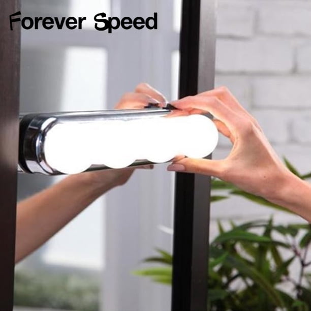 Luces LED Para Espejo De Maquillaje – 4 Bombillas Superbrillantes, Portátil Con Ventosas Y Funciona A Pilas | Ideal Para Maquillaje Profesional En Casa