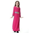 thumbnail image 2 of REDARER Girls Abaya Dress with Contrast Trim & Embellished Belt Black Long Robe Arabic Style Casual Dress for Kids,13-15 Years, 2 of 9