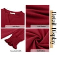 thumbnail image 5 of Fantaslook 3/4 Sleeve Womens Tops Dressy Casual Blouses V Neck Work Shirts Trendy Tops with Smocked Cuffs, 5 of 7