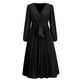thumbnail image 4 of Vestido elegante de mujer con escote en V y manga larga plisado, para boda festiva, 4 of 7