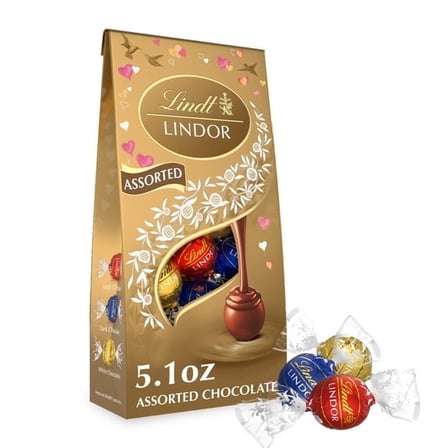 Lindt LINDOR Valentine's Day Assorted Chocolate Candy Truffles, 5.1 oz. Bag