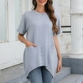 thumbnail image 5 of jtjvou Women's Casual Tops with Pockets Short Sleeve Dressy Tunic Tops to Wear with Leggings Swing T-Shirt Loose Fit Blouses Gray S, 5 of 7