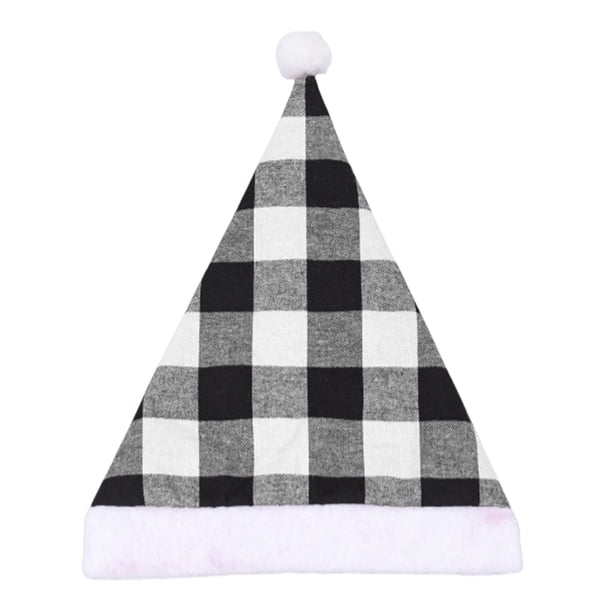 Wosthever Sombrero de Navidad Estilo simple Tocados Decoración Suministros para fiestas Adultos Niños Navidad Papá Noel Gorras a cuadros Adorno de Kits de decoración para fiestas Gris Wosthever HA070264-02