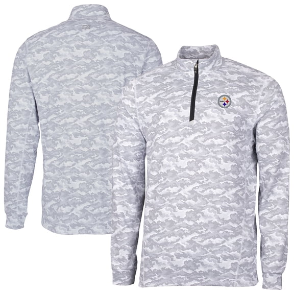 Men's Cutter & Buck Charcoal Pittsburgh Steelers Big & Tall Traverse Eco Camo Tri-Blend DryTec Quarter-Zip Jacket