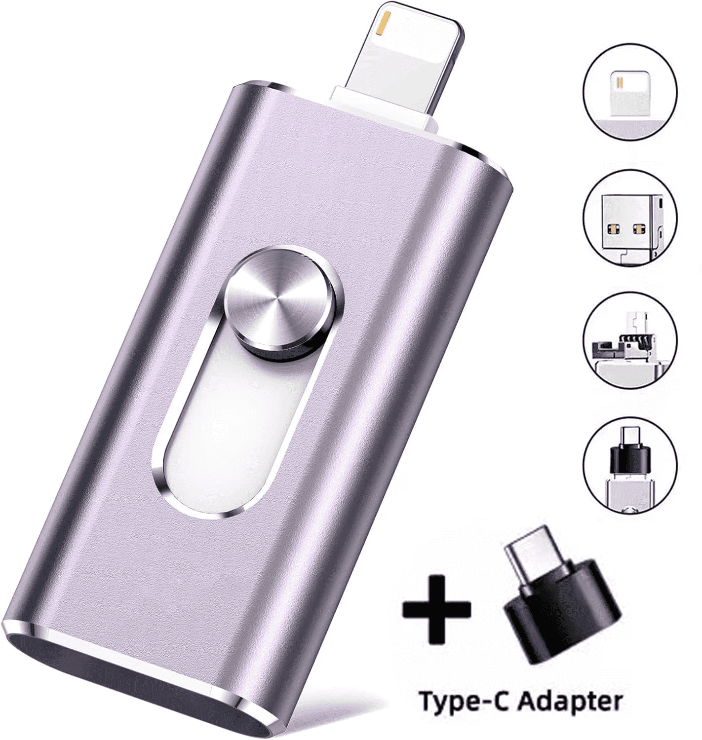 USB Flash Drive for iphone,iPad,3 IN 1 Memory External Storage,Type-C Thumb Drive for OTG Android Phone and Computer