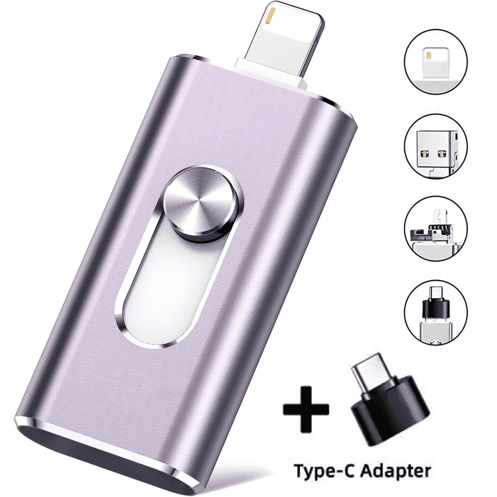 256GB USB Flash Drive for iphone,iPad,3 IN 1 Memory External Storage,Type-C Thumb Drive for OTG Android Phone and Computer