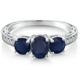 thumbnail image 3 of Gem Stone King 2.32 Ct Oval Blue Sapphire 925 Sterling Silver Ring (Size 5), 3 of 6