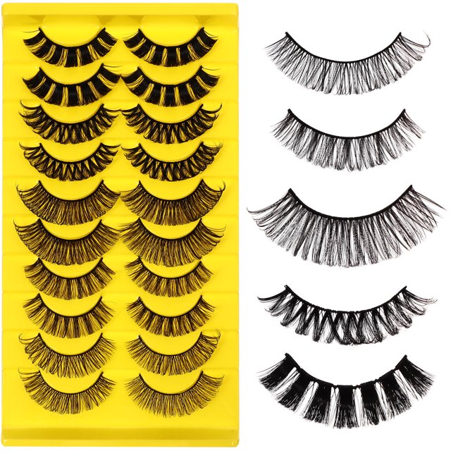 Raindrops 10 Pares De Pestañas Falsas Surtidas Naturales Para Uso En Maquillaje