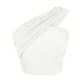 thumbnail image 3 of Kaemgyyd Womens Summer Tops One-Shoulder Solid Crop Shirt Clubwear Fashion Sleeveless Ruched Going out Clothes for Party, 3 of 4