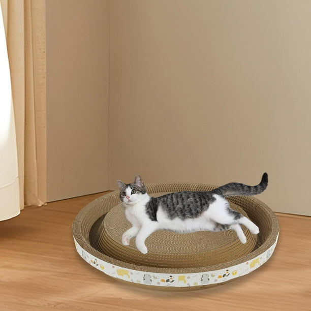 Rascador Para Gatos Ovalado De Cartón - Cama Y Zona De Scratching En Uno - Tamaño Grande Y Pequeño