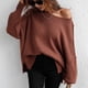 thumbnail image 4 of Suéteres para mujer Suéteres de otoño Cuello redondo Abrigo de moda Top Cuello redondo Suelto Manga larga Abrigo dividido Odeerbi ODB-5, 4 of 9