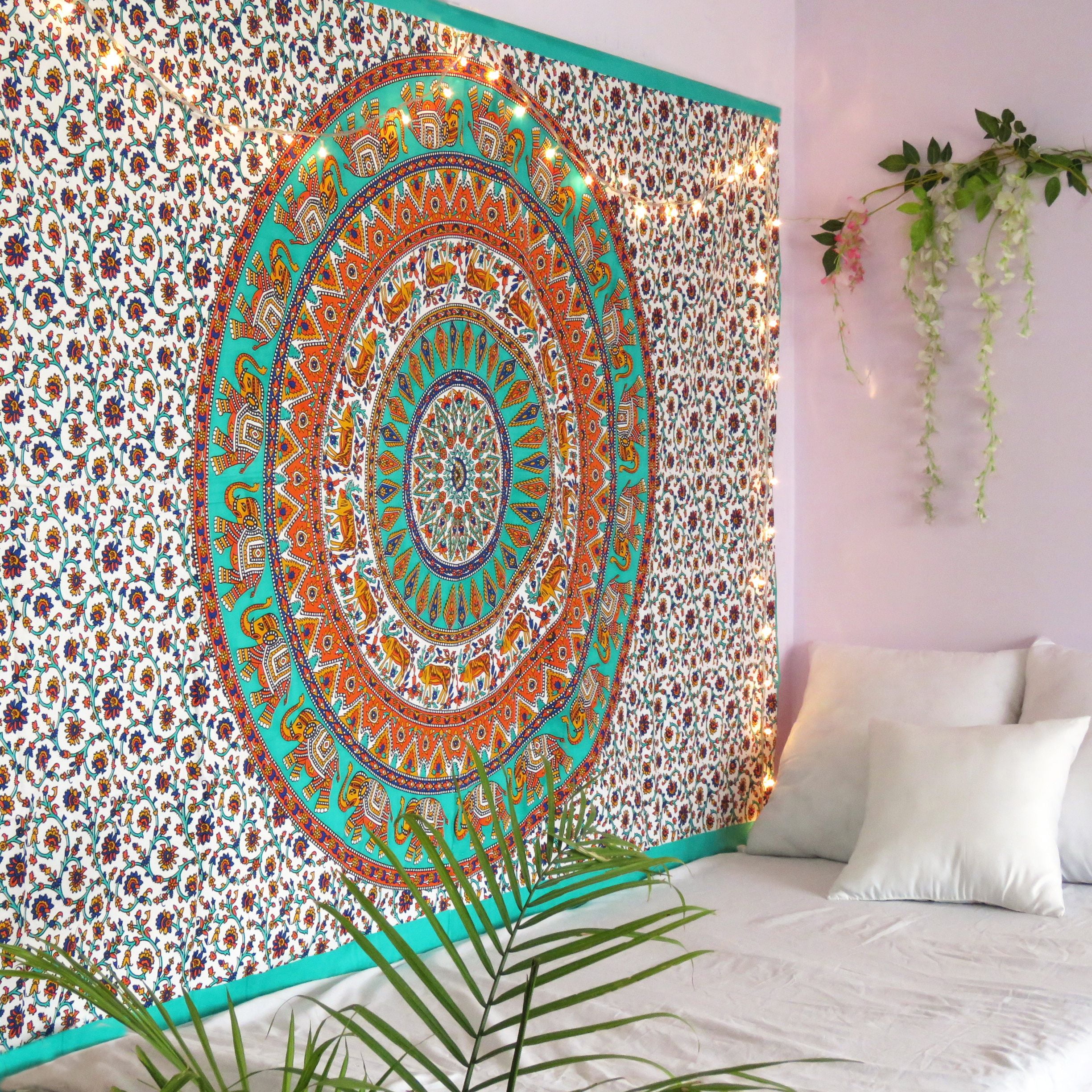 Indian Hippie Mandala Tapestry Elephant Wall Hanging Bedspread Throw Blanket Rug