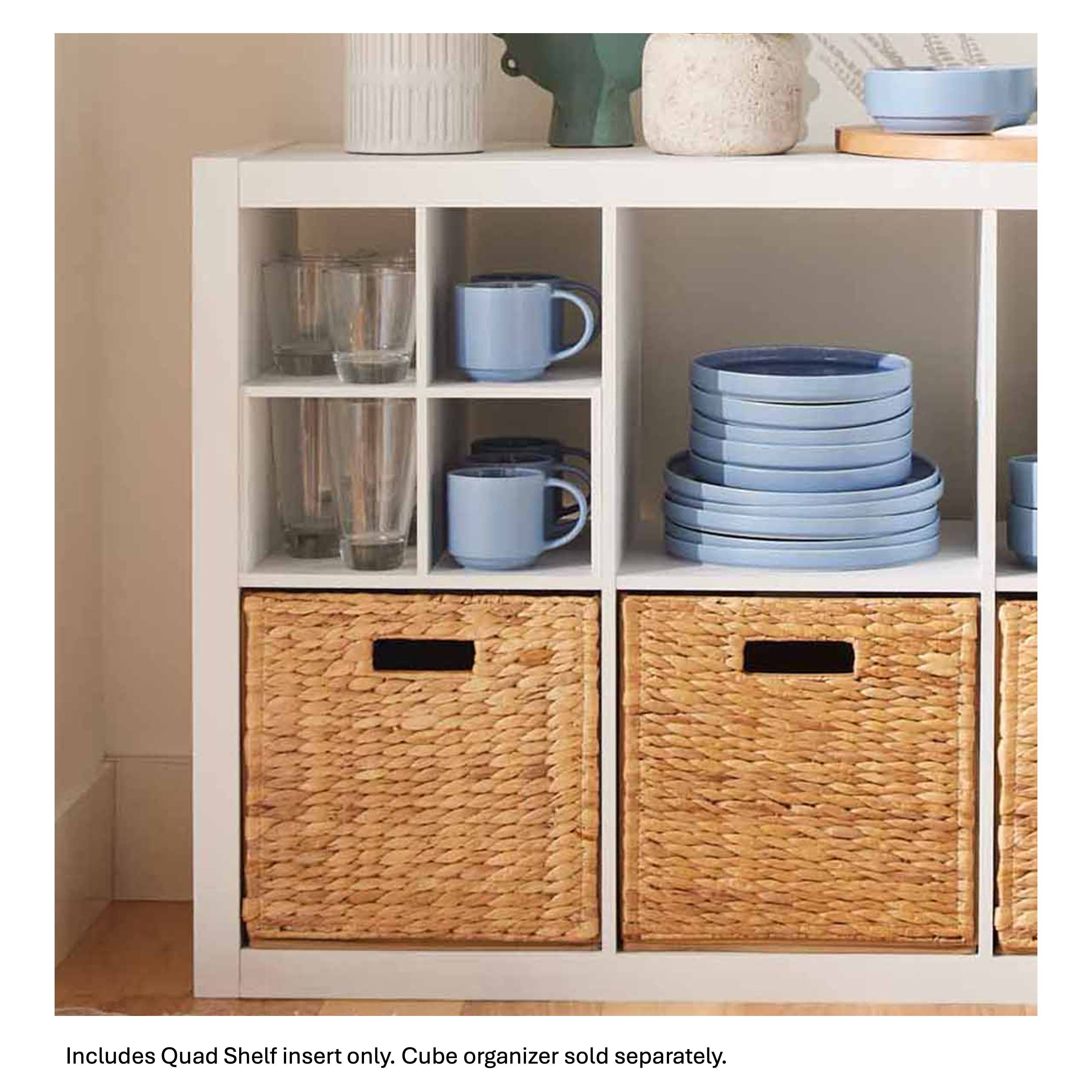 Better Homes & Gardens Quad Shelf Insert for Cube Organizers, White Texture