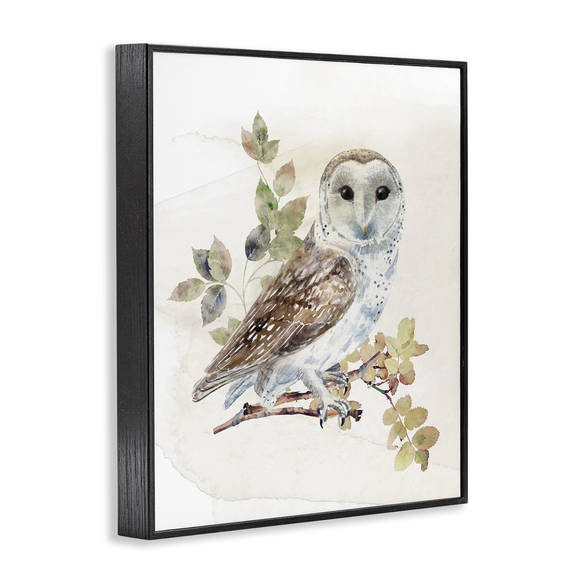 Stupell Industries Owl Among Autumn Leaves Black Framed Giclee Art, design by CAD Designs