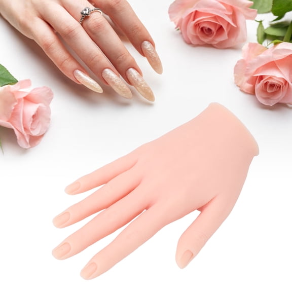 Mano De Maniquí De Entrenamiento De Uñas, Fácil De Limpiar, Práctica De Arte De Uñas De Silicona De Alta Simulación Confiable, Flexible A Mano Para Principiantes