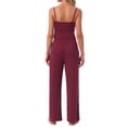 thumbnail image 3 of INSPIRE CHIC Womens Pajama Set Cami Jersey Knit Adjustable Spaghetti Strap Elastic Waist Wide Leg Pants with Pockets S Burgundy, 3 of 6