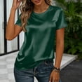 thumbnail image 6 of Satin Blouse for Women Business Casual Outfit Short Sleeve Tops Crewneck Tshirt Silk Shirt Summer Clothes, 2XL, 6 of 7