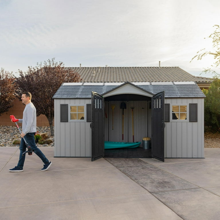 ym チャコールグレーXS Lifetime Outdoor Garden Utility Storage Shed, 106.5 sq. ft., 15 ft