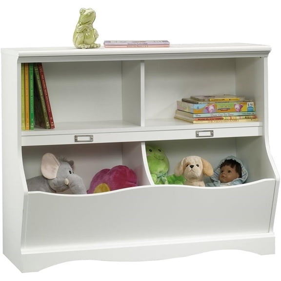 Pemberley Row Engineered Wood Soft White Bookcase Rectangular Cubbyhole Storage 41.13" Unassembled