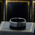 thumbnail image 3 of 8mm Men's Black Tungsten Ring - Brushed Finish Black Ion Plated Beveled Edge Comfort Fit Anniversary Ring - TN166WAs7.5, 3 of 5