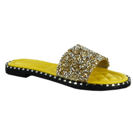 

TIA-19 Sparkle Toes Rhinestone Slide Sandals