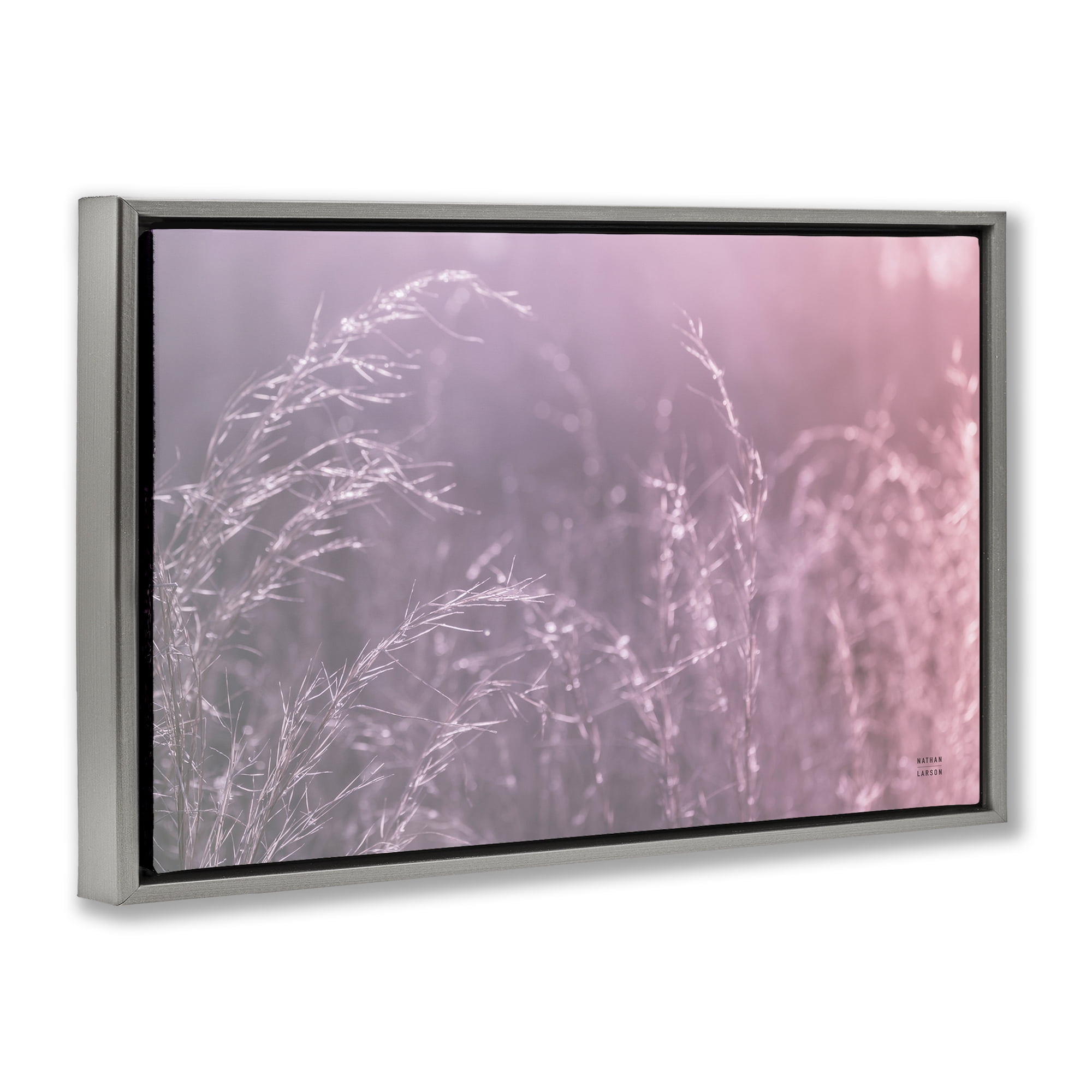 Stupell Industries Pink Meadow at Dawn Gray Framed Floater Canvas Wall Art, design by Nathan Larson