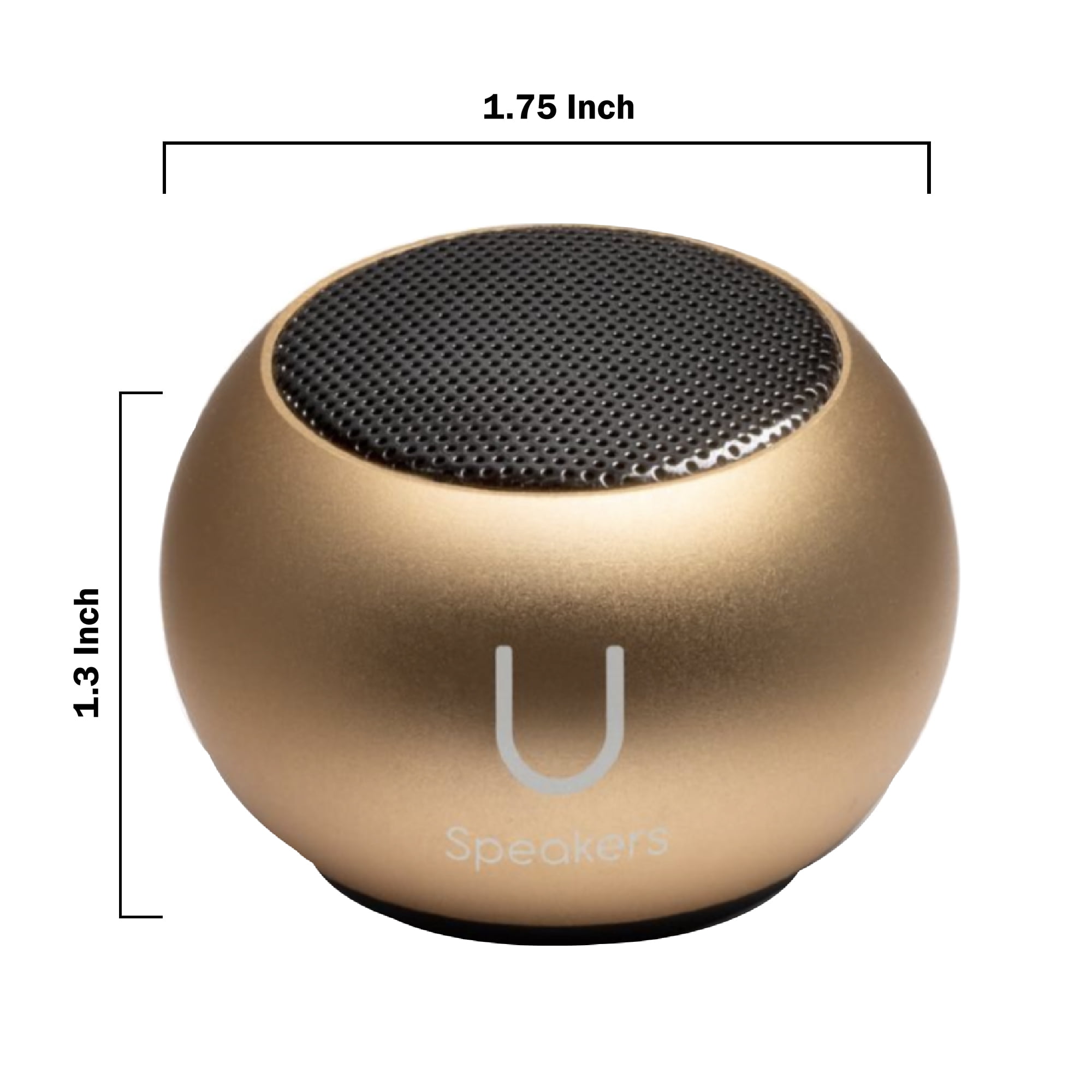 Fashionit U Speakers Mini Bluetooth Computer Speaker 2-Pack Bundle with Matching Speaker, Built-In Mic & Selfie Remote Control, for Workspace, Desktop, Laptop, Mobile, Tablet, PC - Gold
