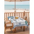 thumbnail image 2 of Outdoor Tablecloth with Umbrella Hole for Patio/Picnic/Party/Camping, Nautical Coastal Waterproof Table Cloth Rectangle Table Cover Washable, Summer Beach Shells Turtle Starfish Wood Blue (60"x 84"), 2 of 9