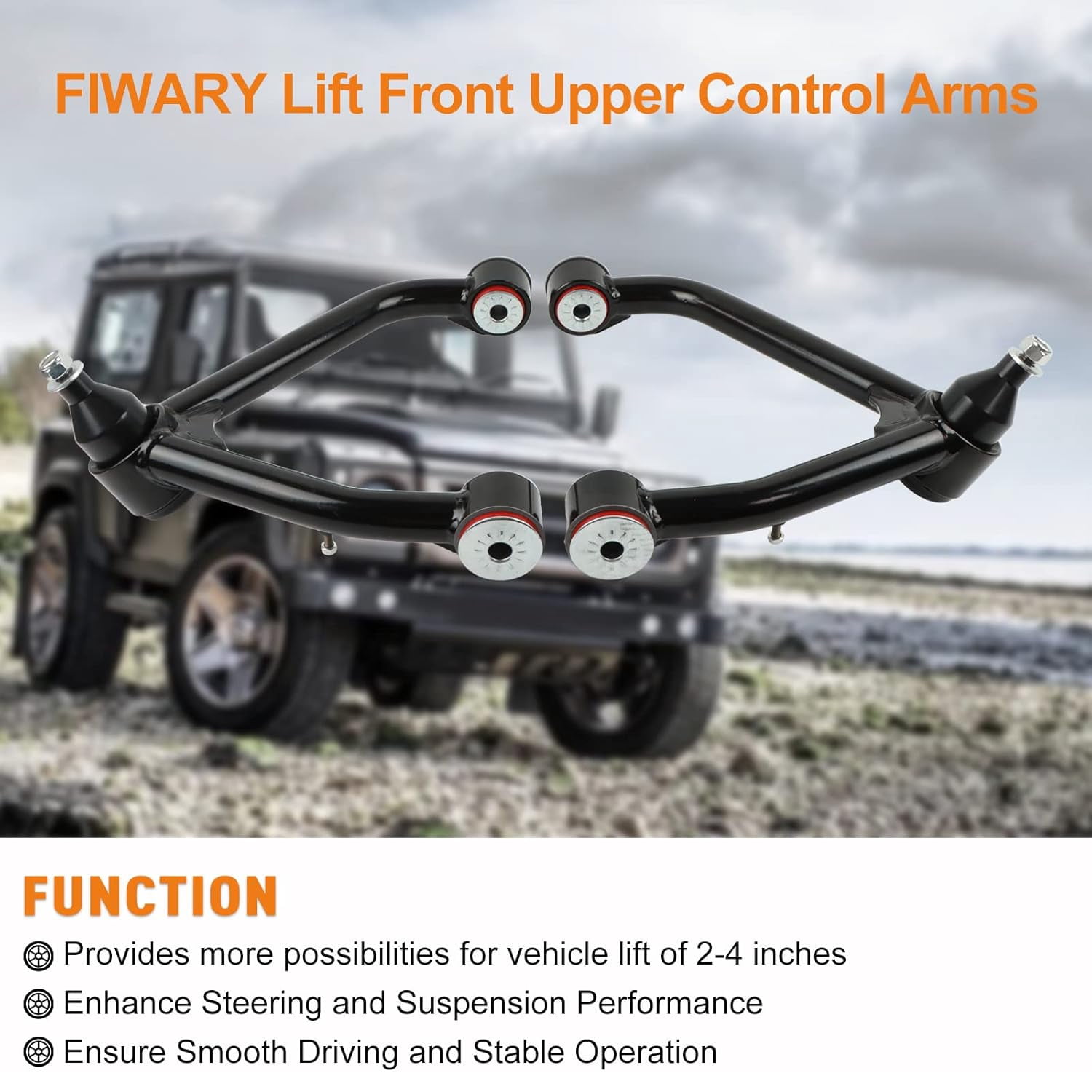 PANGOLIN 2Pcs Lift Front Upper Control Arms Fits for 2015-2020 Cadillac Escalade, 2014-2020 Chevrolet Silverado 1500 Suburban Tahoe, GMC Yukon Adjustable Suspension 2-4" Control Arms with Ball Joint