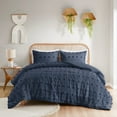 thumbnail image 4 of Twin Comforter Set, Machine Washable Clip Jacquard Comforter Set with Pompom Design, Navy 3-Piece( Includes Comforter and 2 Shams), 4 of 9