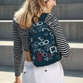 thumbnail image 5 of Disketp Navy Blue Geometric print Canvas Backpack Lightweight Travel Daypack Student Rucksack Laptop Backpack-Medium, 5 of 5