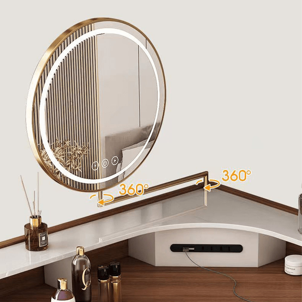 black walnut wood vanity table with mirror, Elegant Shape Design