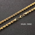 thumbnail image 4 of Men Ropes Long Necklace Minimalist Twist Rope Chain Necklace Available in 14K Yellow Golden Color 5mm, 4 of 8