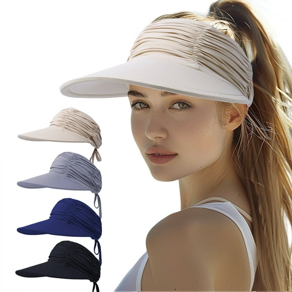 Vorkoi Sun Hats for Women UV Protection Sun Visor Wide Brim Summer Hats with Ponytail
