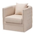 thumbnail image 1 of Baxton Studio Micah Beige Fabric Upholstered Tufted Swivel Chair, 1 of 8