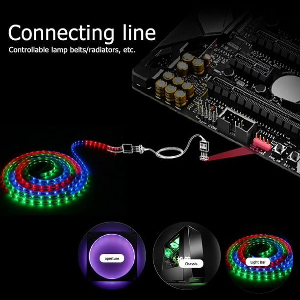 LED Strip Light 5050 RGB Motherboard Control w/4Pin RGB Head PC Computer  Case 2m