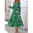 thumbnail image 3 of Vestido Maxi Floral PRETTYGARDEN con Escote en V y Mangas Largas Talla M, 3 of 8
